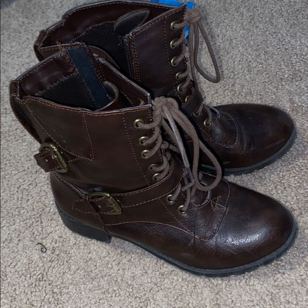Soda Brown Combat Boots